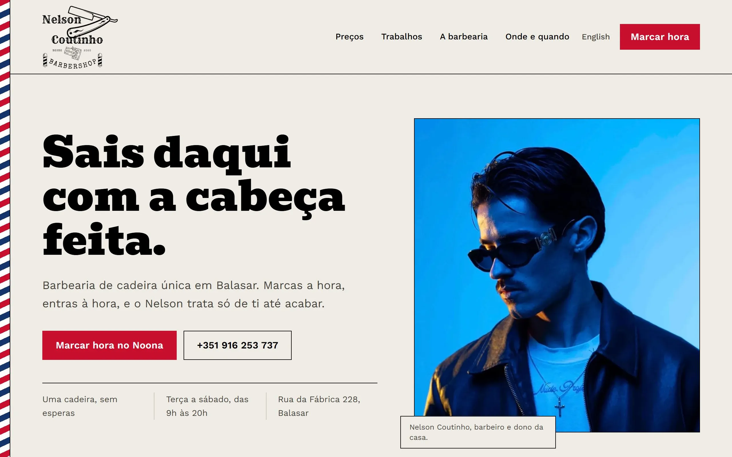 Página de Nelson Coutinho, barbearia · balasar