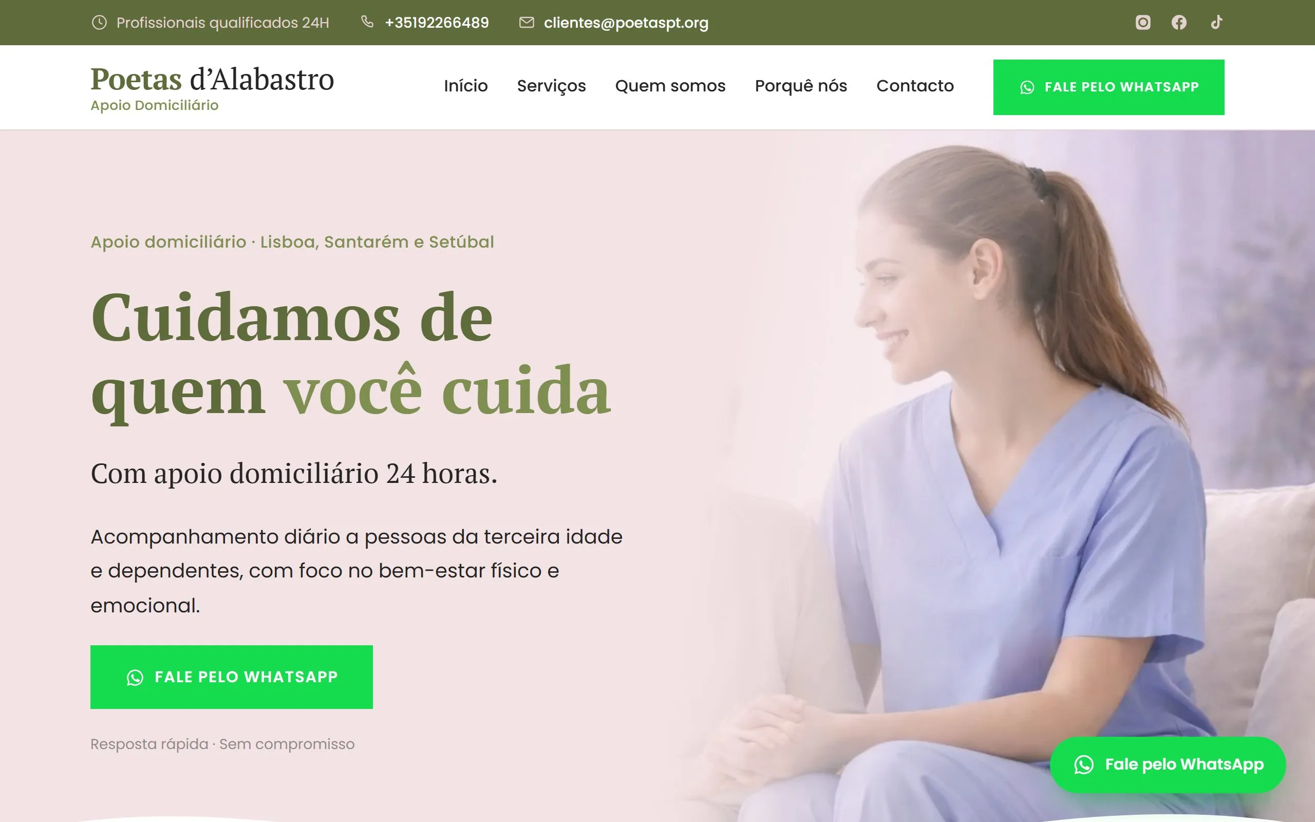Página de Poetas d’Alabastro, apoio domiciliário · lisboa