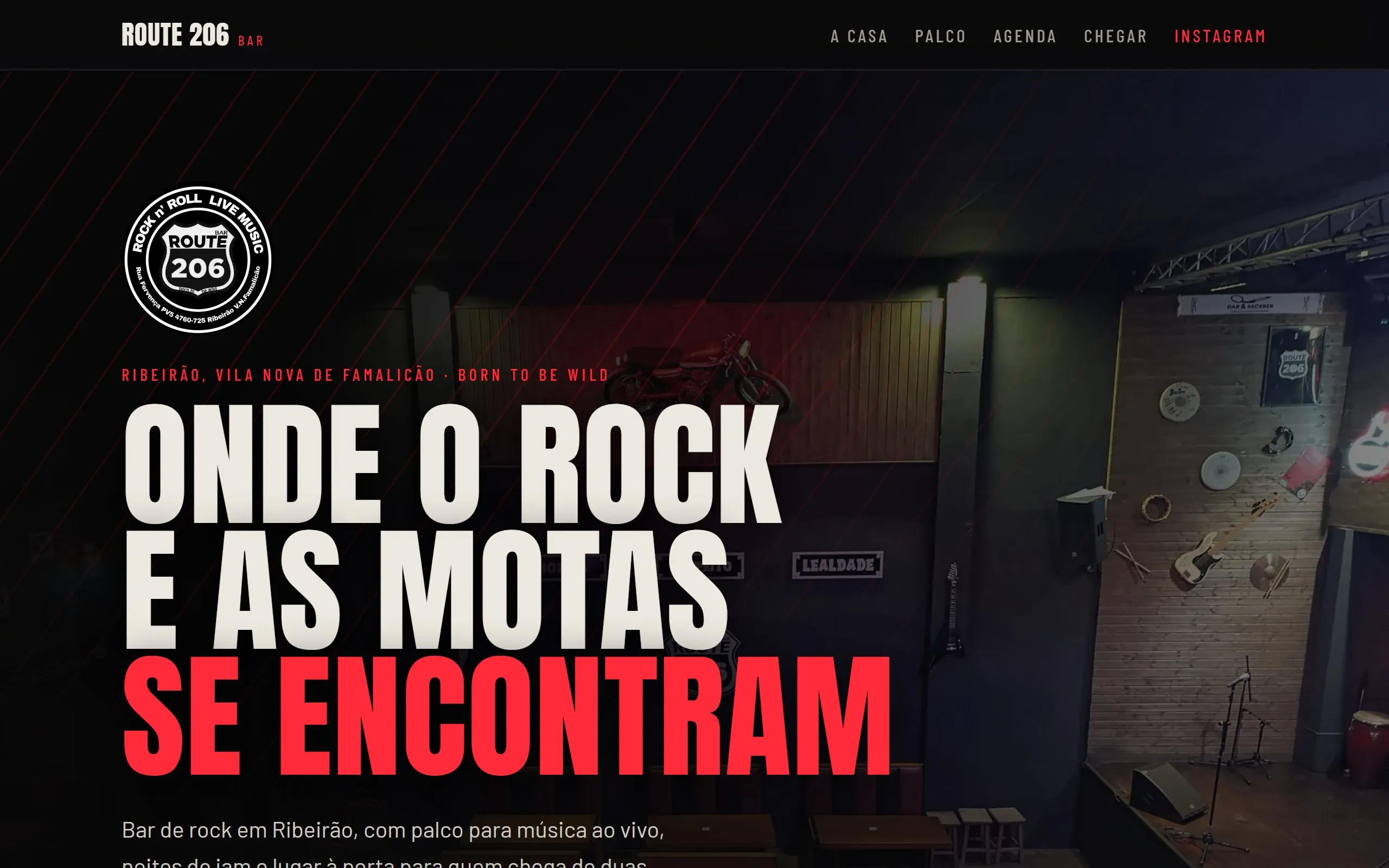 Página de Route 206, bar de rock · ribeirão, v. n. famalicão